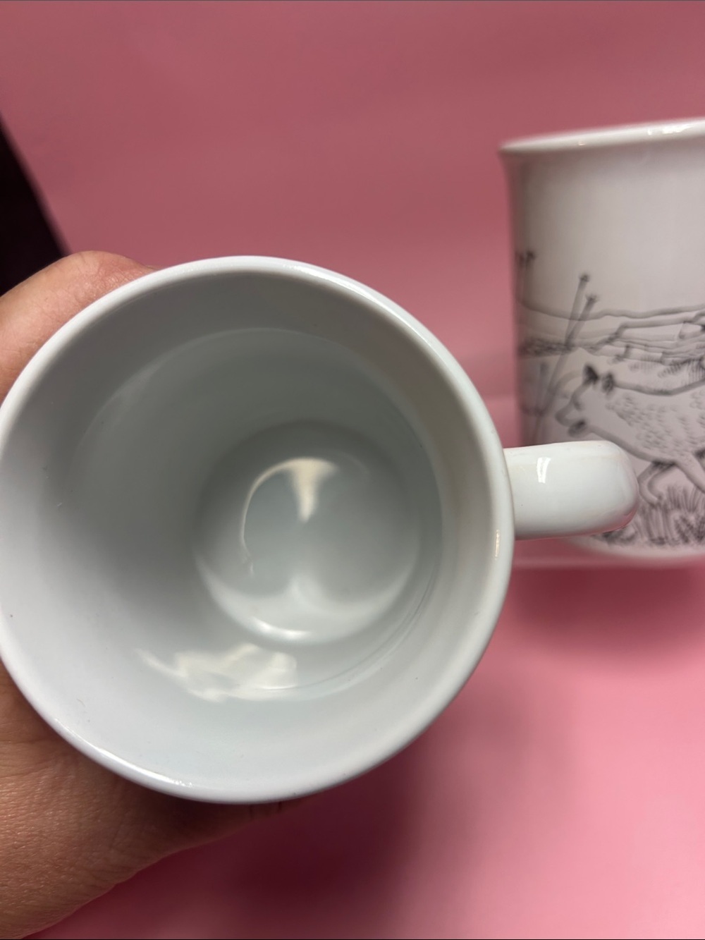 White Ceramic Mug with Black Nature Illustration - Set of 3 - Picture 7 of 7